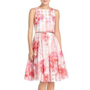 Eliza J Floral Organza Fit & Flare Dress NWT
